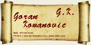 Goran Komanović vizit kartica
